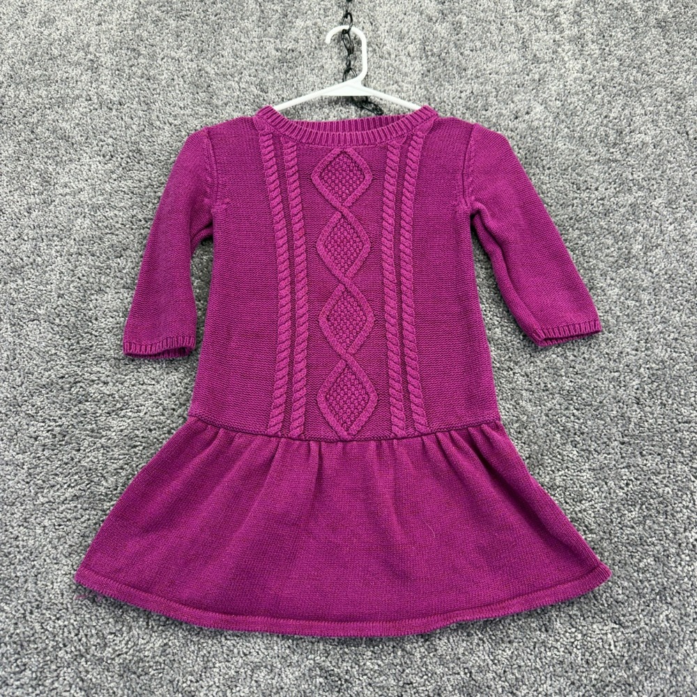 Cherokee Sweater Dress Womens 7/8 Magenta Cable Knit Drop Waist